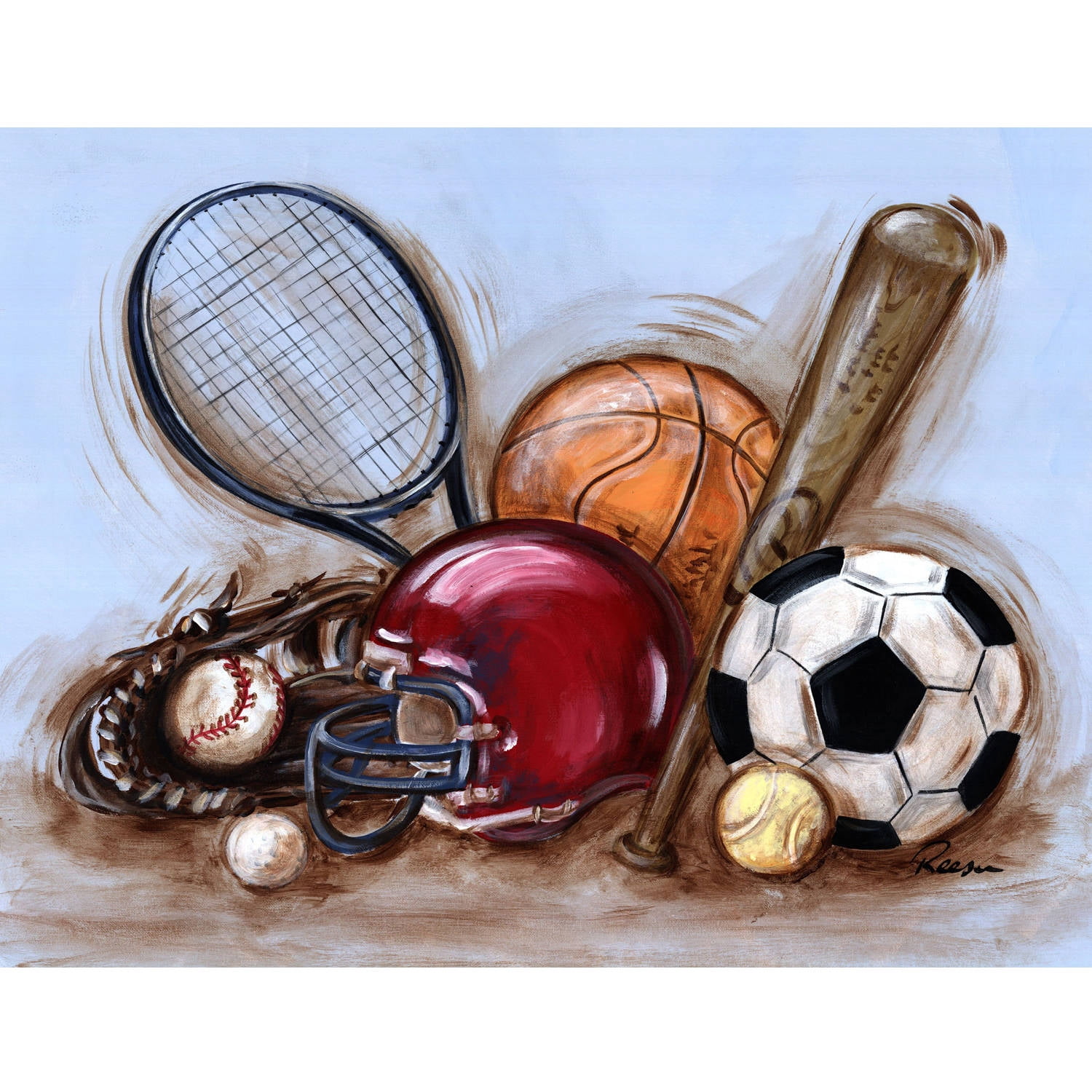 Marmont Hill "Varsity Gear" by Reesa Qualia Painting Print on Wrapped Canvas