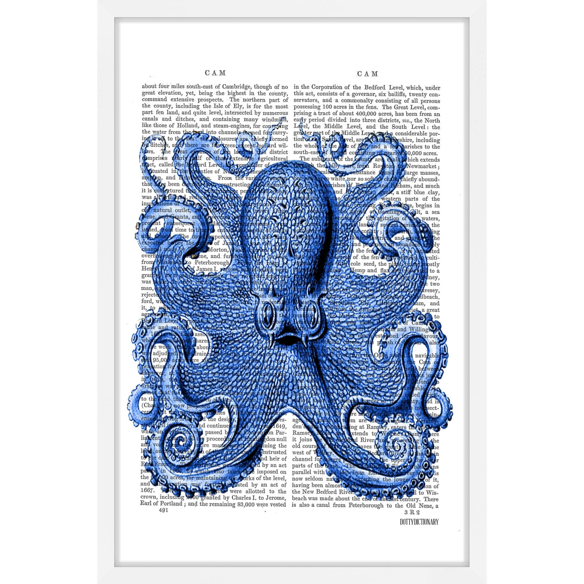 Marmont Hill "Vintage Blue Octopus 1" Framed Painting Print