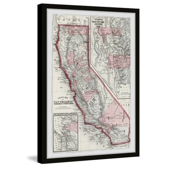 Marmont Hill Vintage Map of California Framed Wall Art