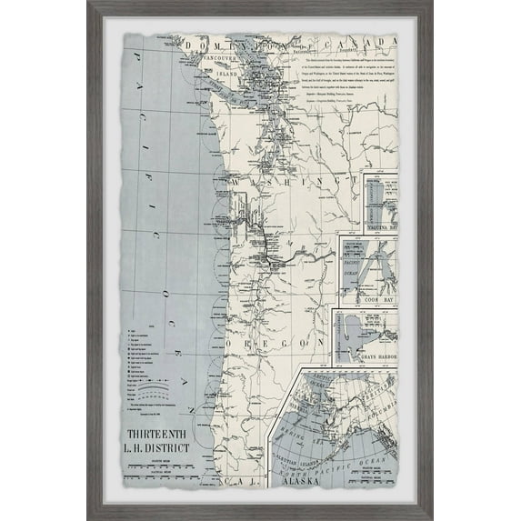 Marmont Hill Vintage Map of Washington Framed Wall Art