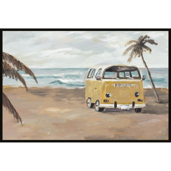 Marmont Hill Vintage Surfing Van Floater Framed Painting Print on Canvas