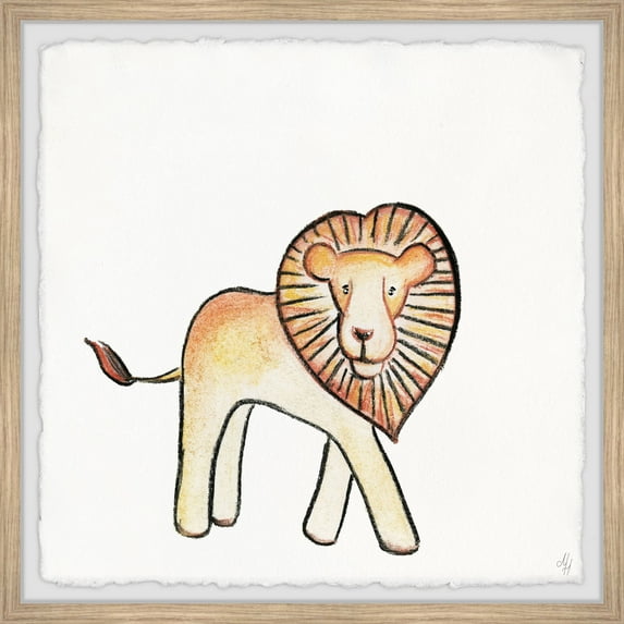 Marmont Hill Walking Lion Framed Wall Art, 12.00" x 1.50"