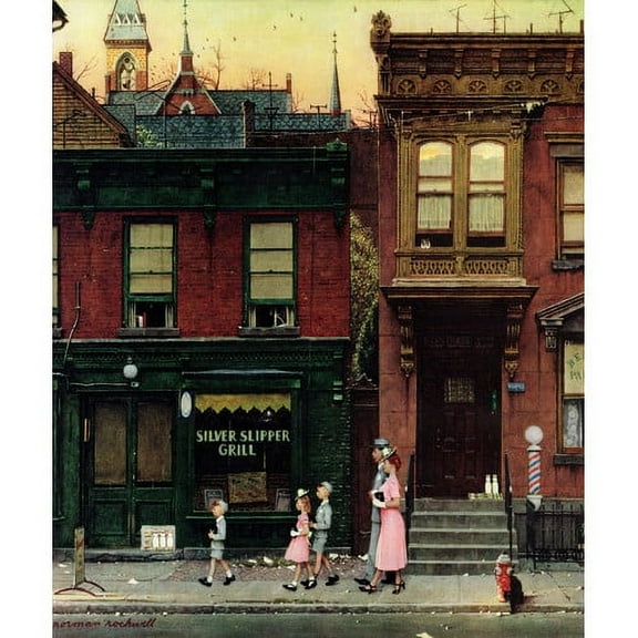Marmont Hill "Walking to Church" by Norman Rockwell Painting Print on Canvas