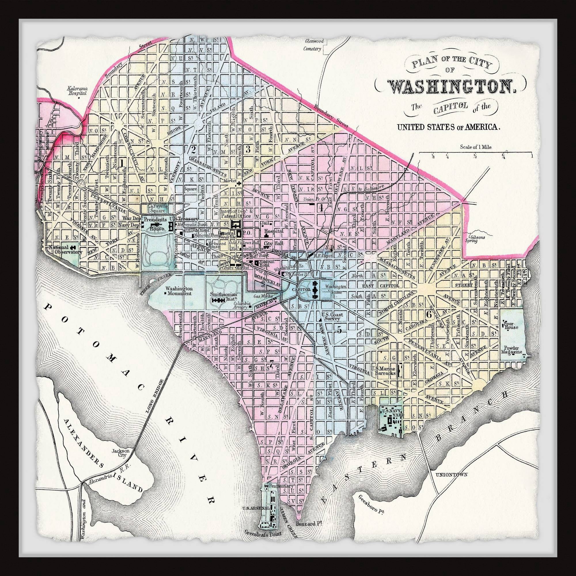 Marmont Hill Washington Colored Outline Framed Wall Art