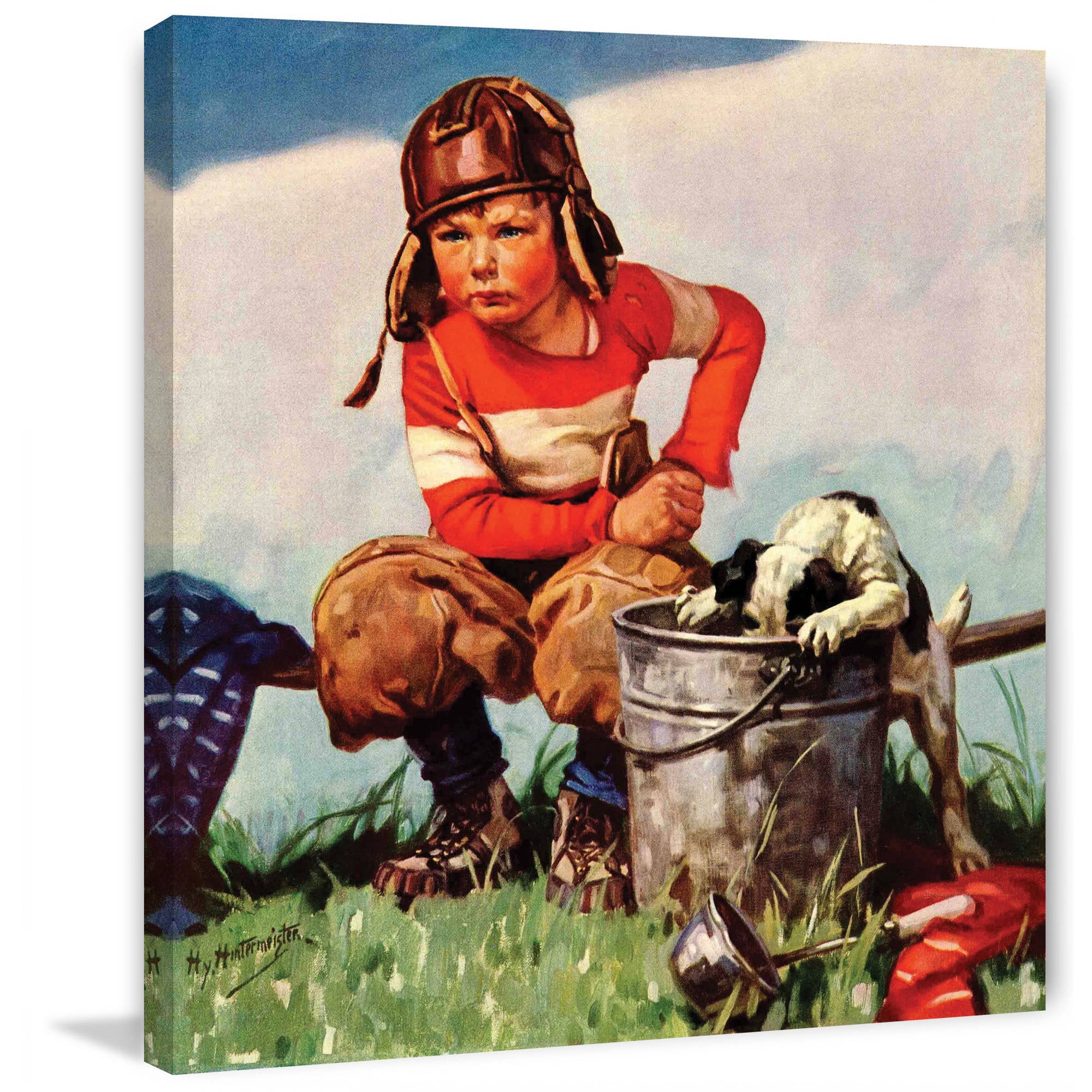 Marmont Hill Water Boy and Dog by Henry Hintermeister Painting Print on Canvas