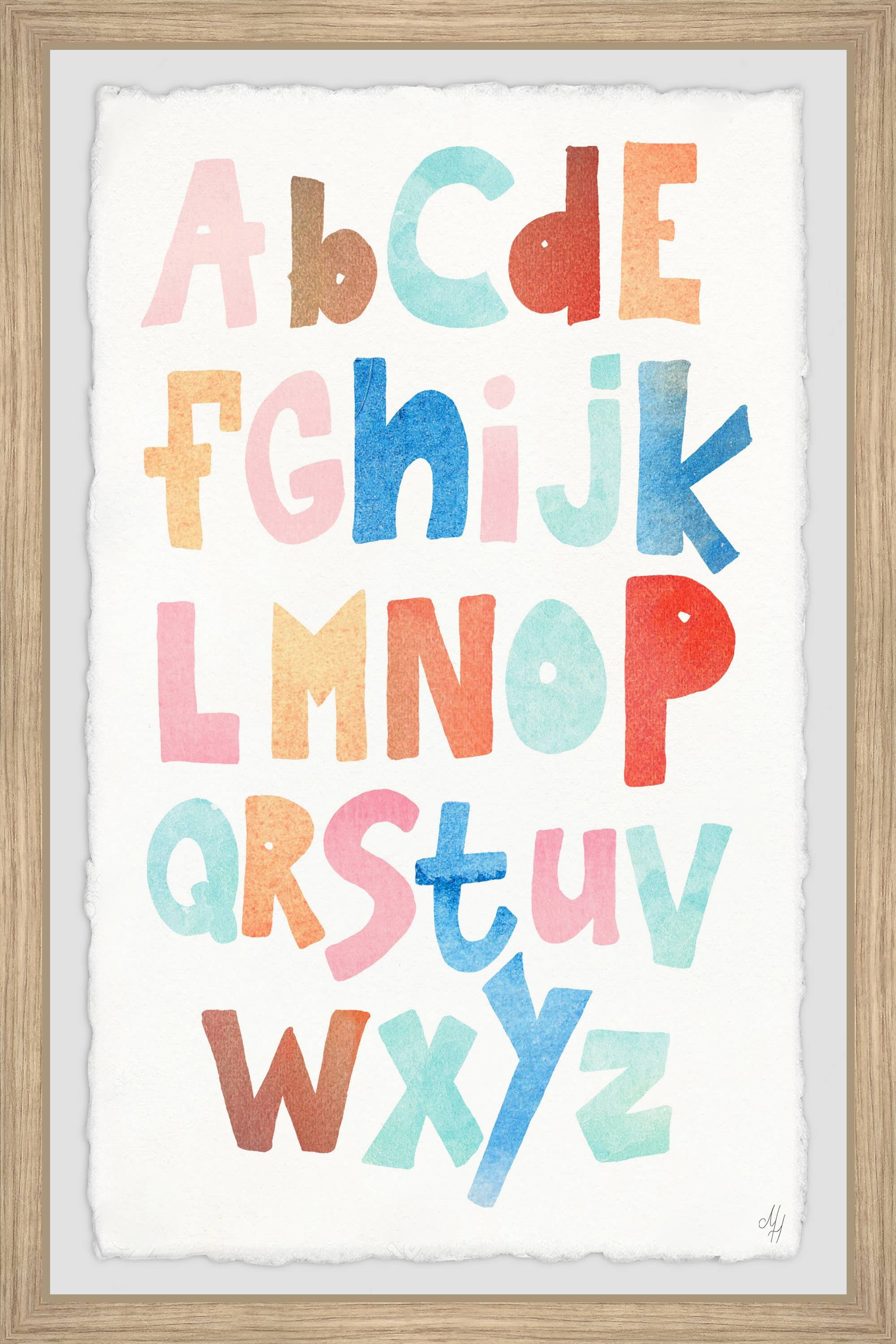 Marmont Hill Watercolor Alphabet Framed Wall Art, 12.00" x 1.50"