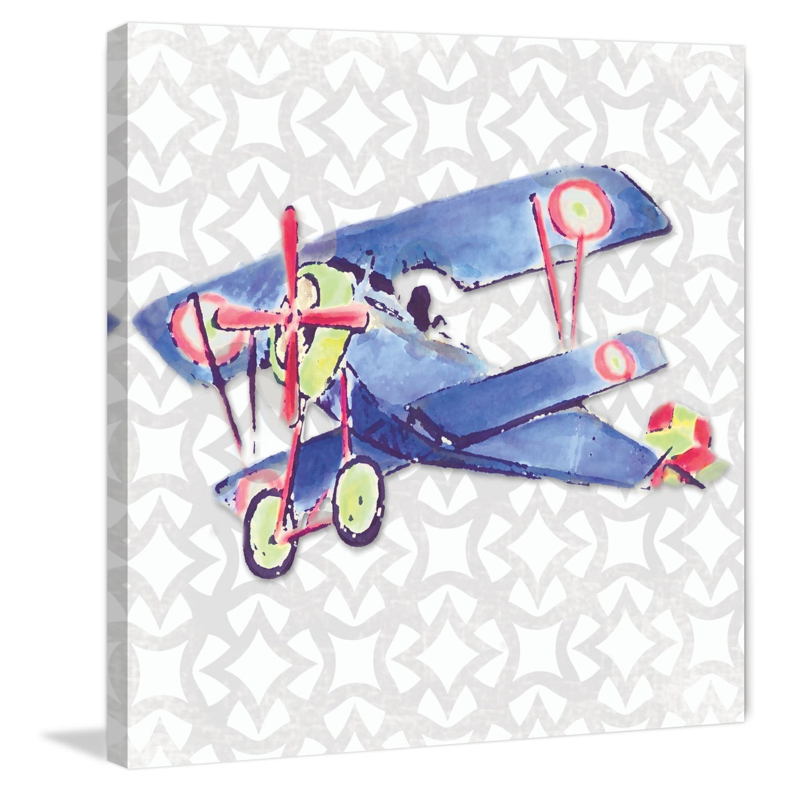 Marmont Hill "Watercolor Biplane" by Reesa Qualia Painting Print on Wrapped Canvas