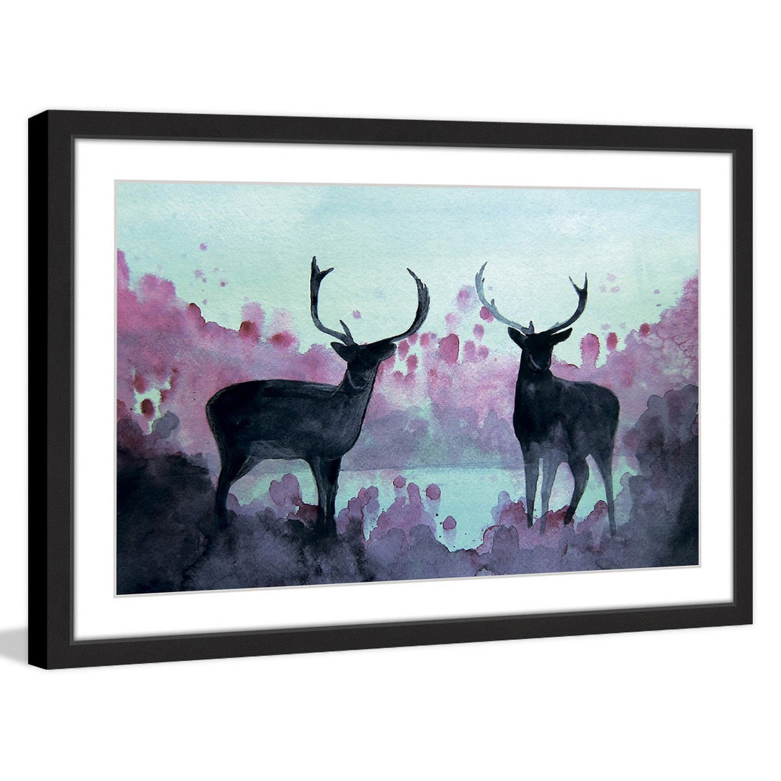 Marmont Hill "Watercolor Moose" by Christine Lindstrom Framed Painting Print