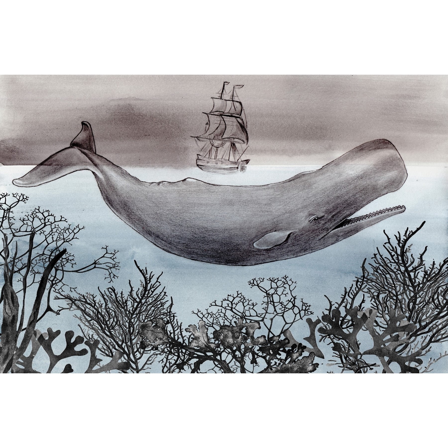 Marmont Hill Whale Under Painting Wall Art Print