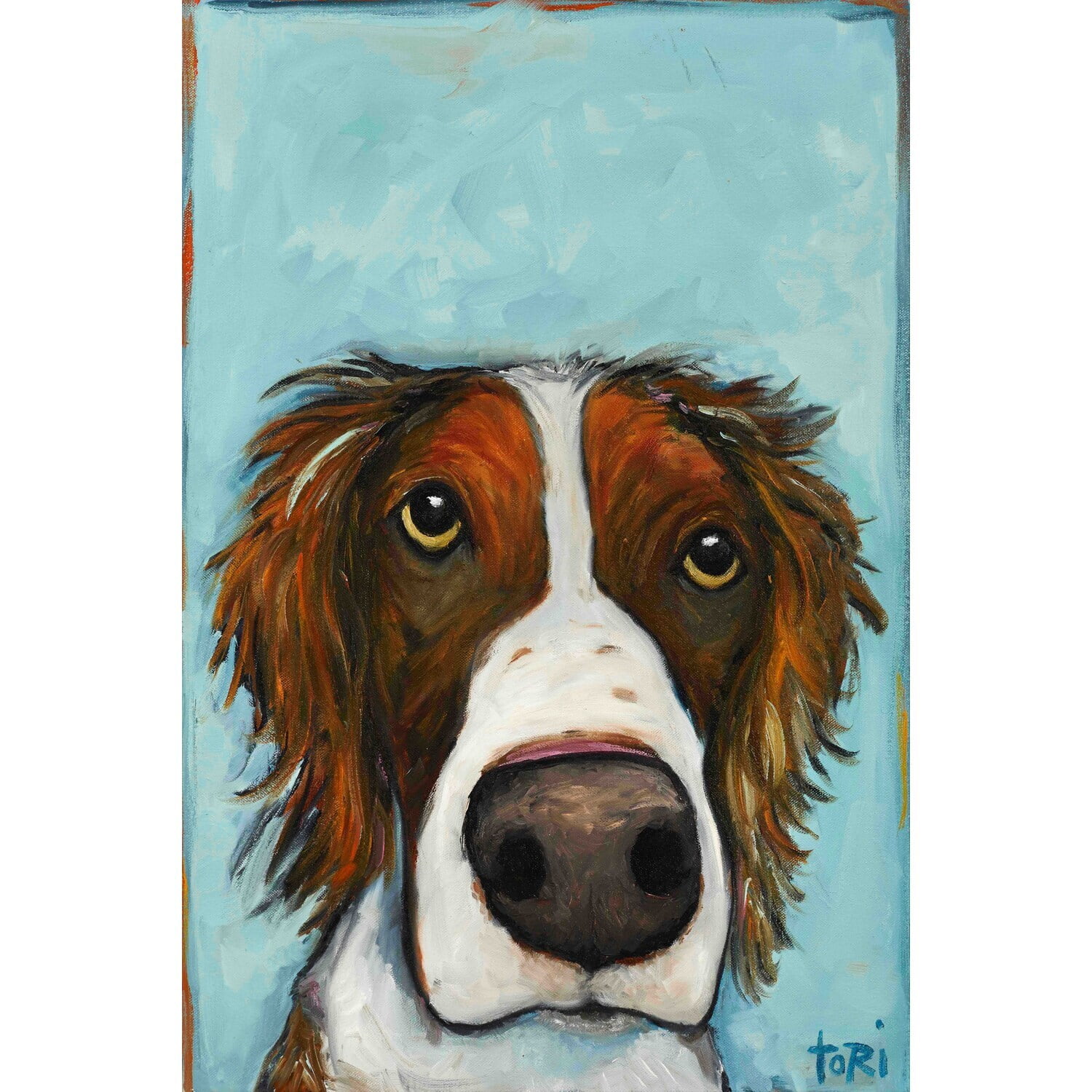 Tori Campisi Brown and White Dog Canvas Art 16" x 24"