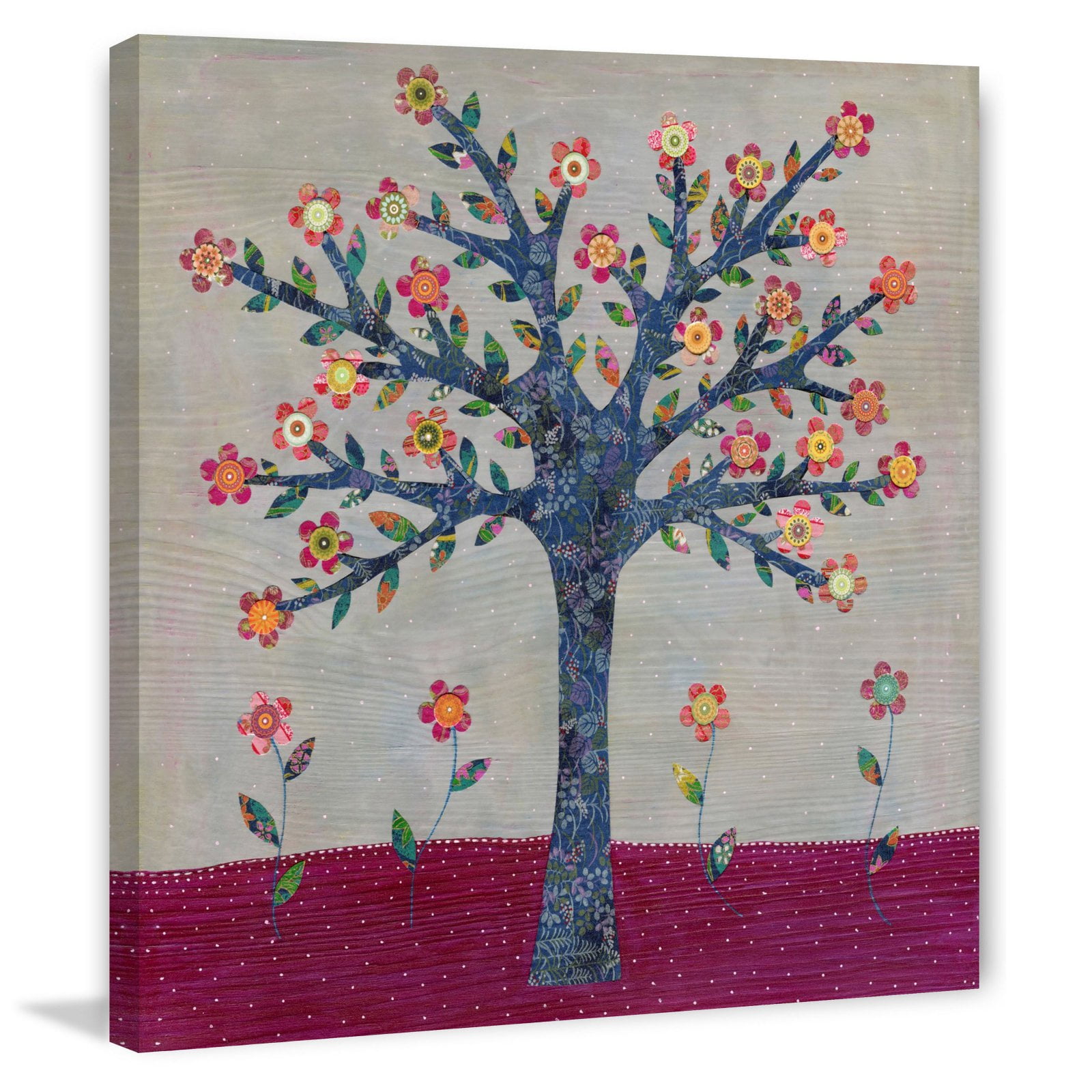 Colorful Floral Tree Landscape Canvas Art Print