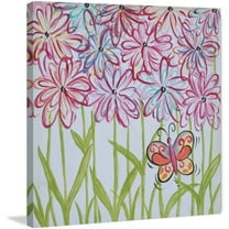Marmont Hill "Whimsy Flowers" by Reesa Qualia Painting Print on Wrapped Canvas