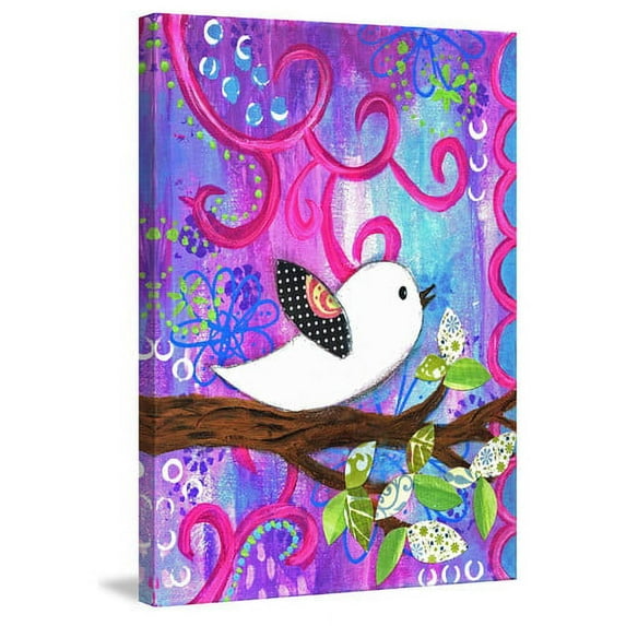 Marmont Hill "White Bird" by Jill Lambert Painting Print on Wrapped Canvas