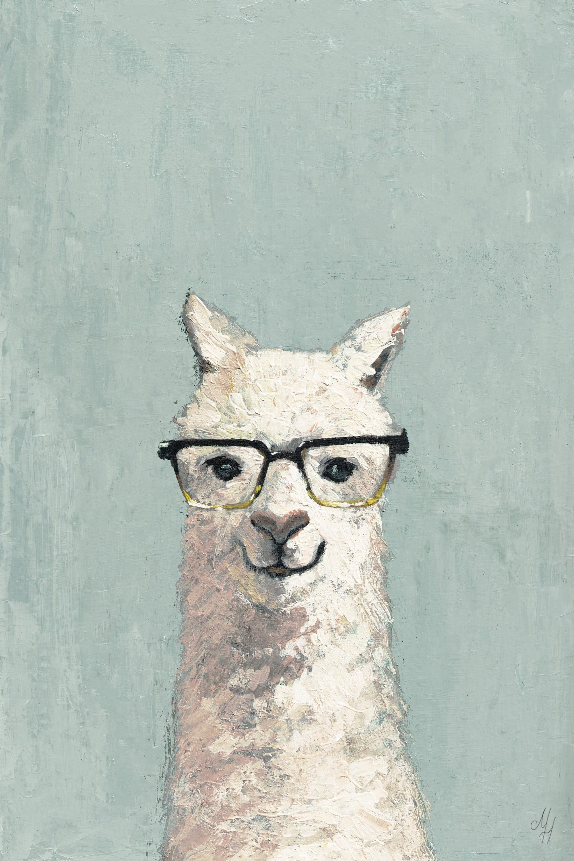 Marmont Hill White Llama with Glasses II Canvas Wall Art