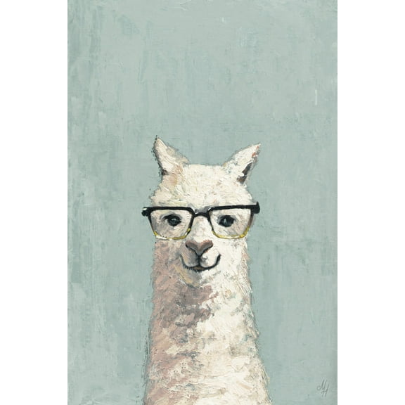 Marmont Hill White Llama with Glasses II Canvas Wall Art