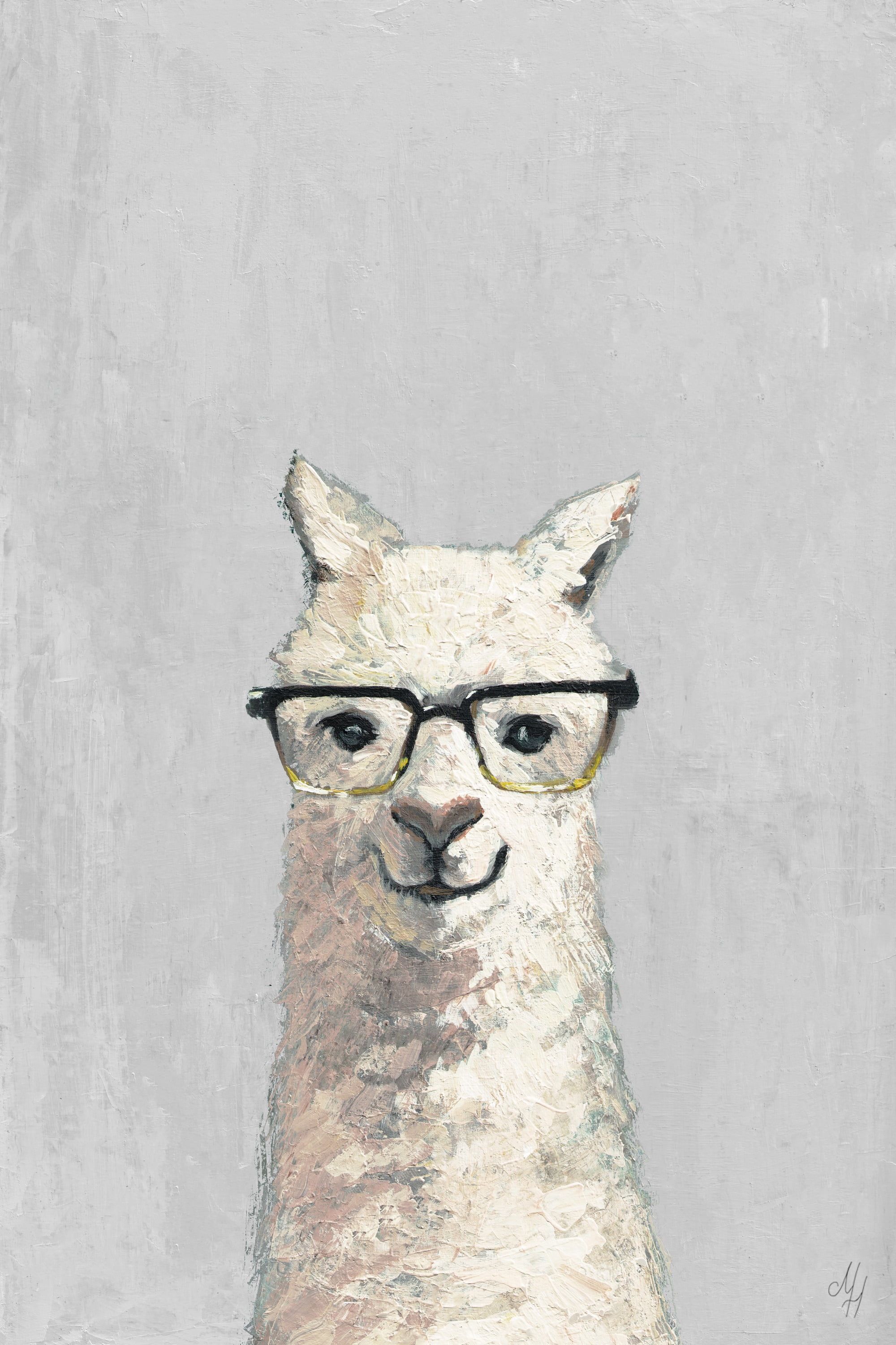 Marmont Hill White Llama with Glasses III Canvas Wall Art