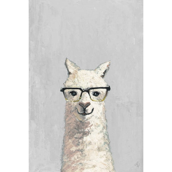 Marmont Hill White Llama with Glasses III Canvas Wall Art