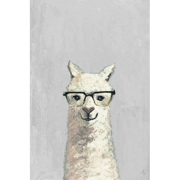 Marmont Hill White Llama with Glasses III Canvas Wall Art