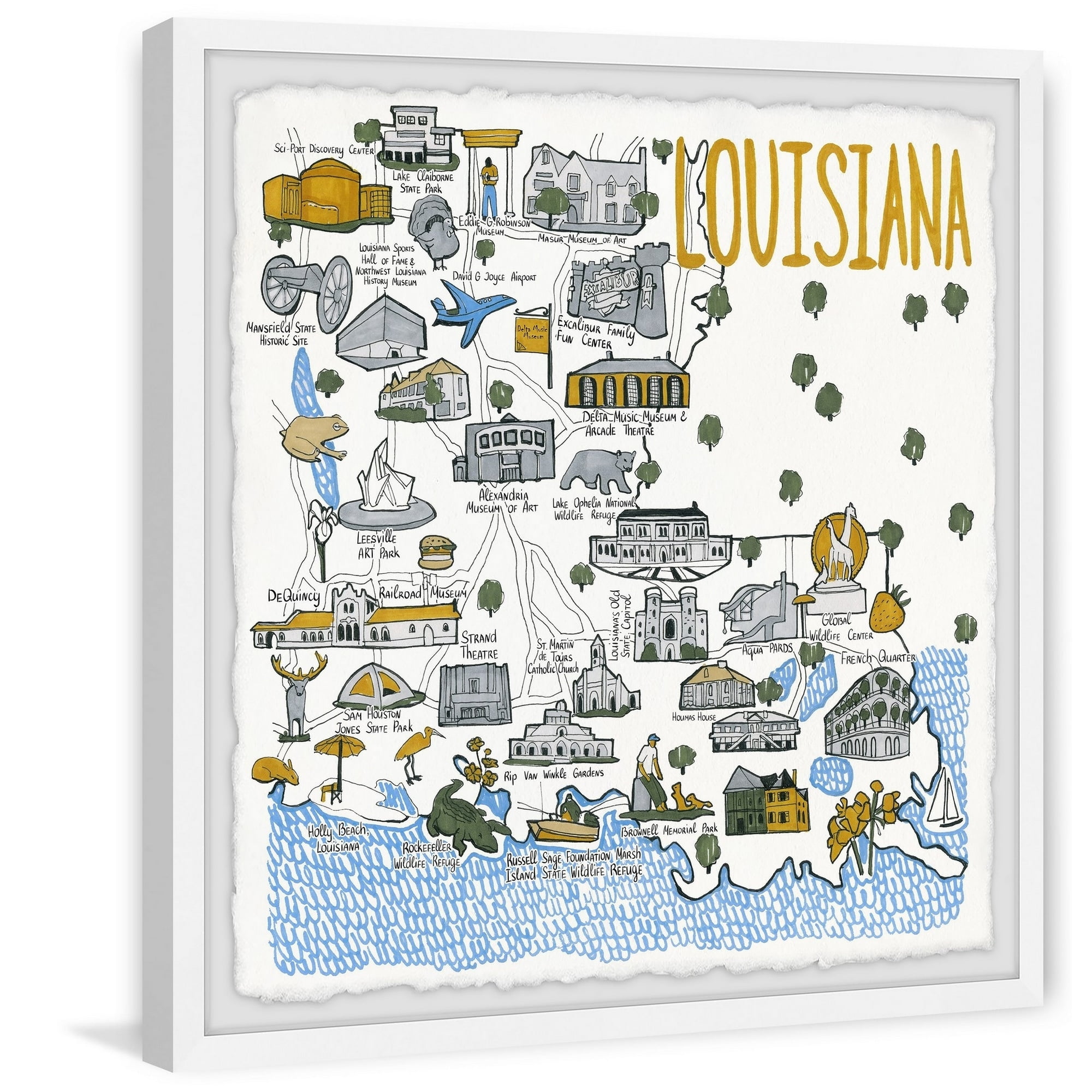 Marmont Hill White Louisiana Spots Framed Wall Art