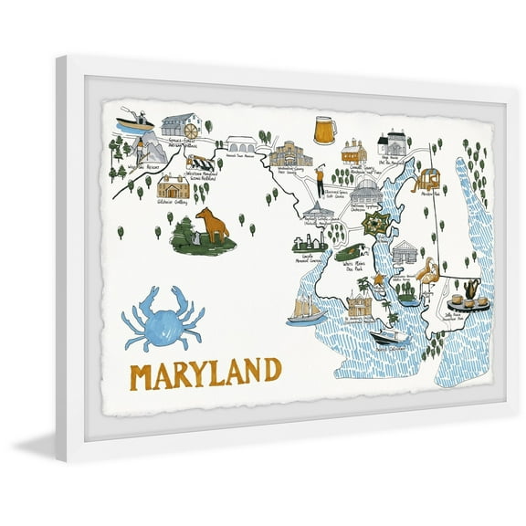 Marmont Hill White Maryland Framed Wall Art