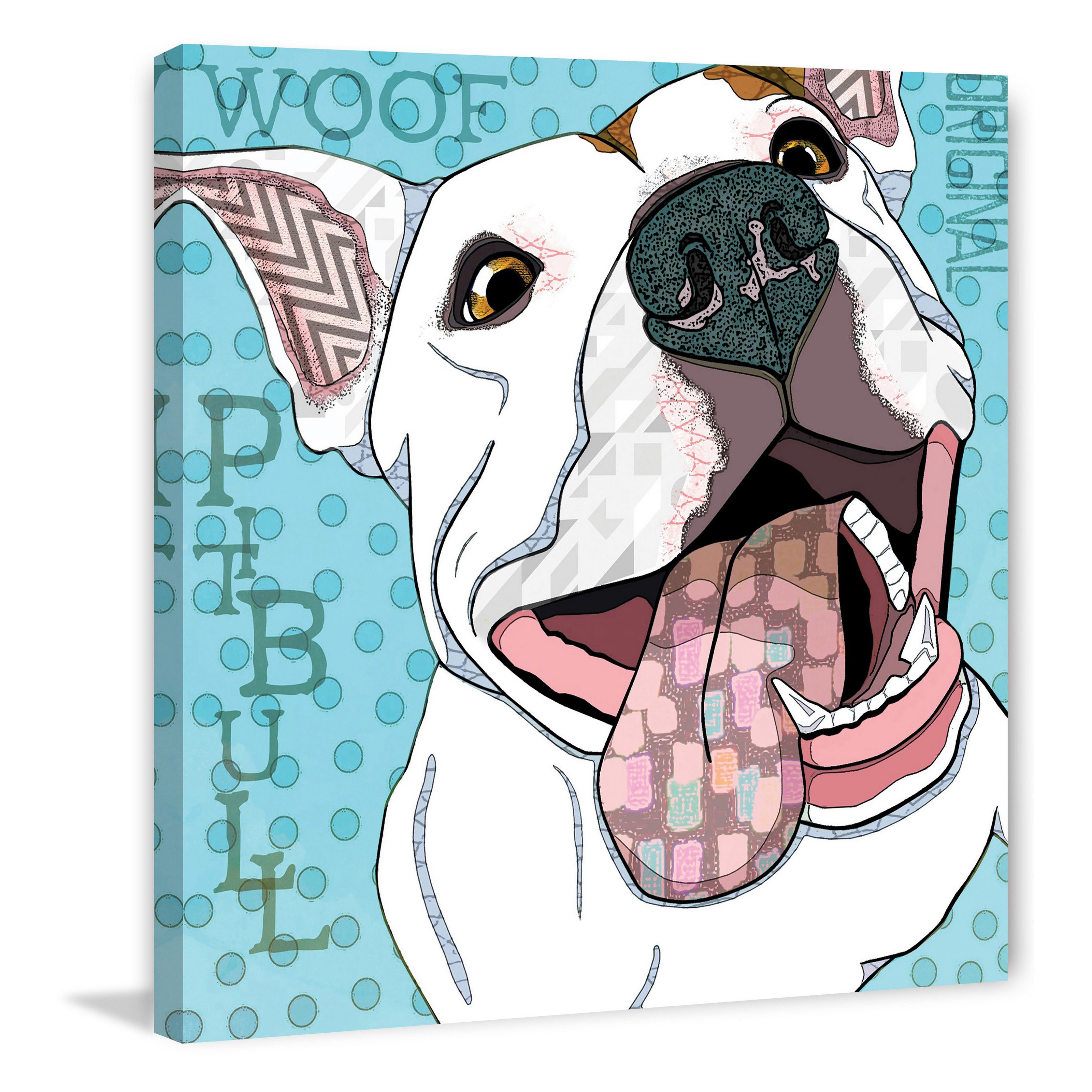 Marmont Hill 'White Pittie' by Stephanie Gerace Painting Print on Wrapped Canvas