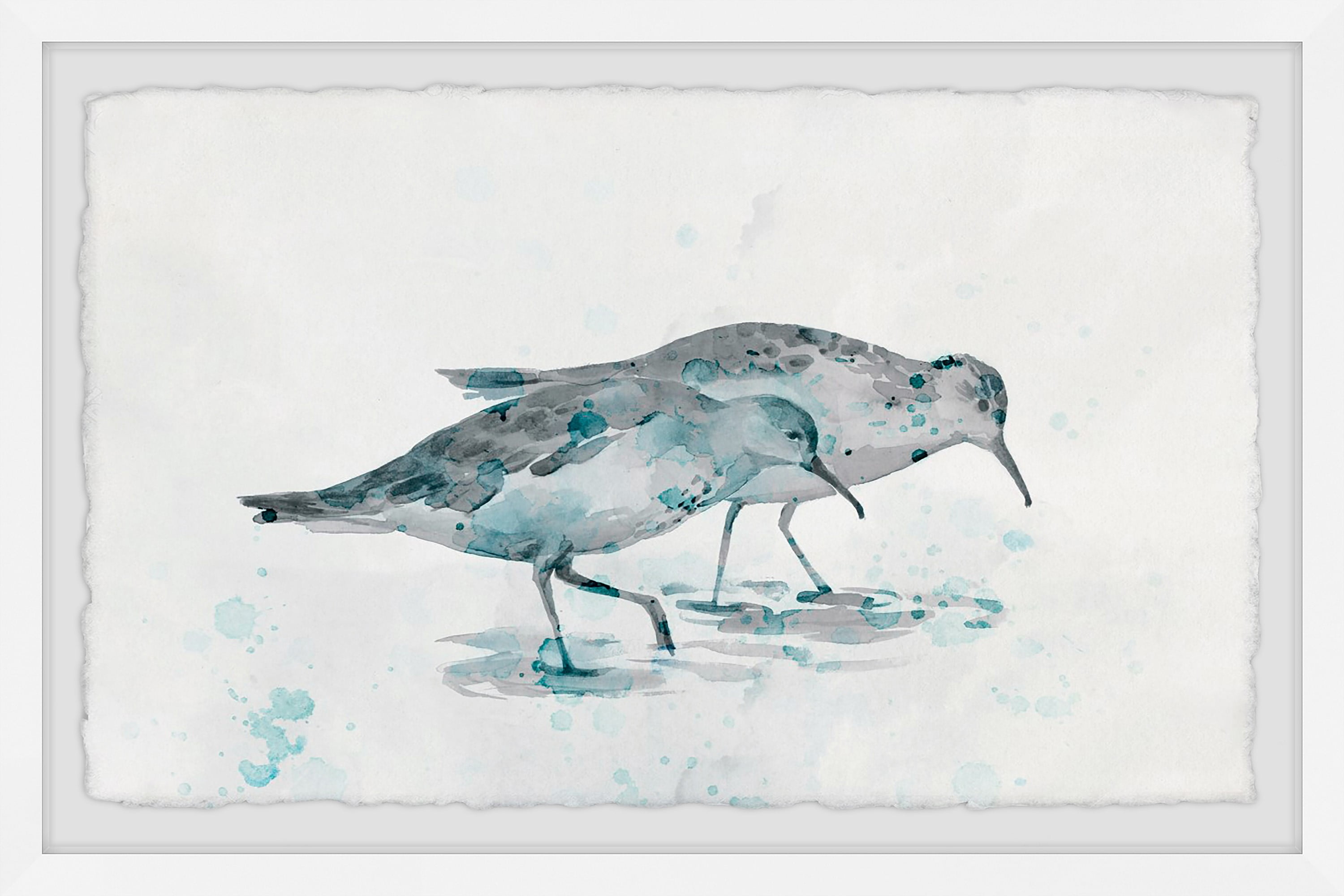 White and Blue Water Birds Framed Wall Art, 12" x 18"