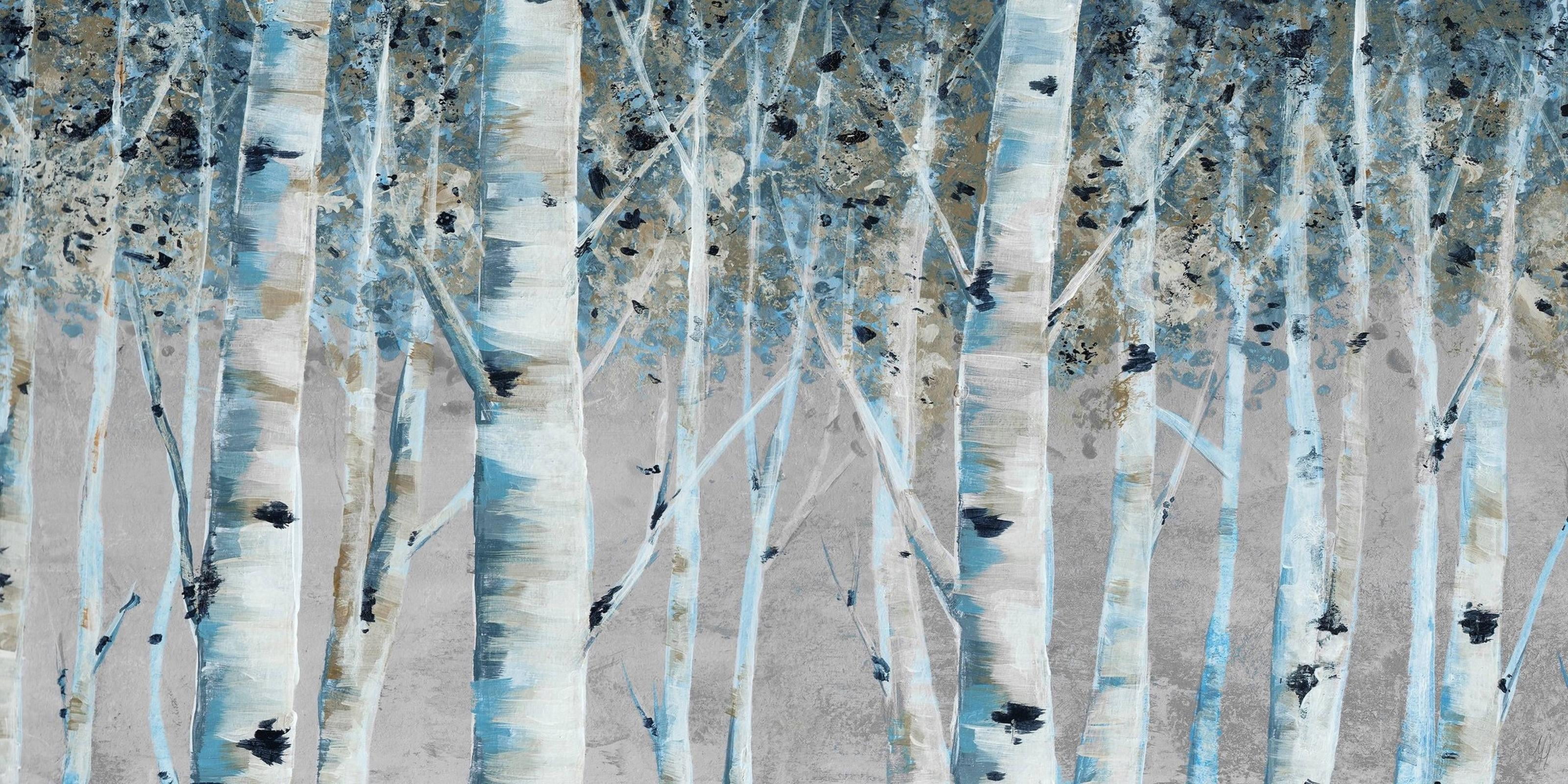 Winter Thicket Blue and Gray Canvas Wall Art