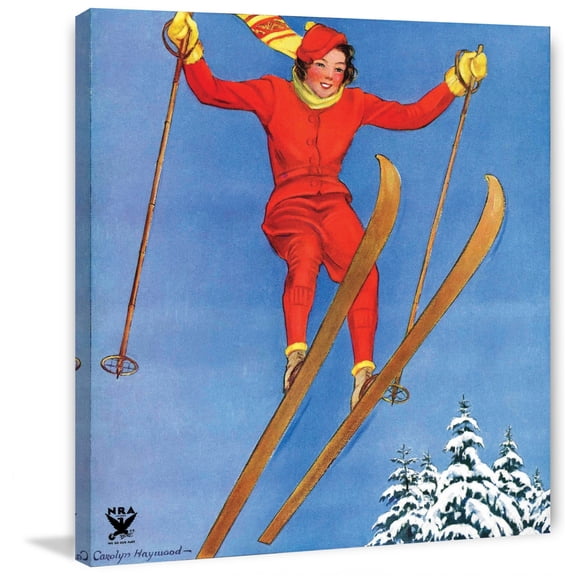 Marmont Hill Woman Ski Jumper by Carolyn Haywood Painting Print on Canvas
