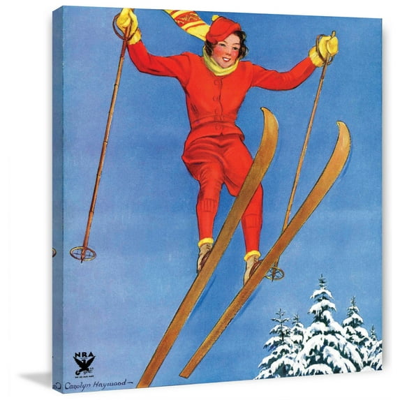 Marmont Hill Woman Ski Jumper by Carolyn Haywood Painting Print on Canvas