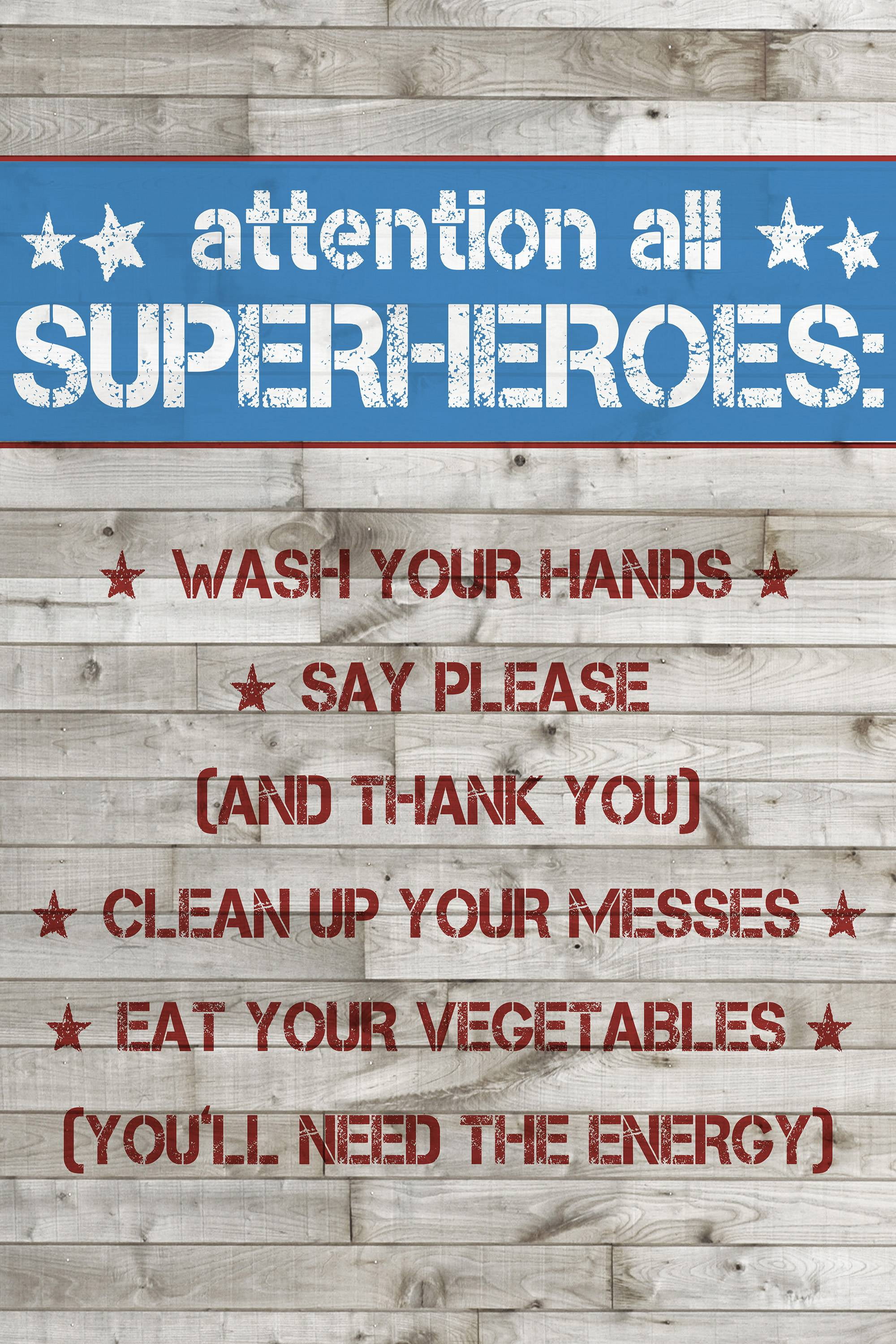 Marmont Hill Wooden Superhero House Rules Canvas Wall Art