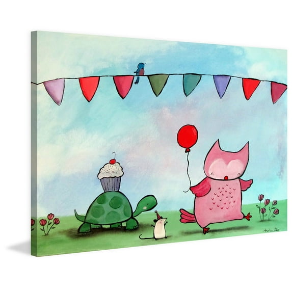 MARMONT HILL - 'Woodland Party' by Andrea Doss Painting Print on Wrapped Canvas - Green Small