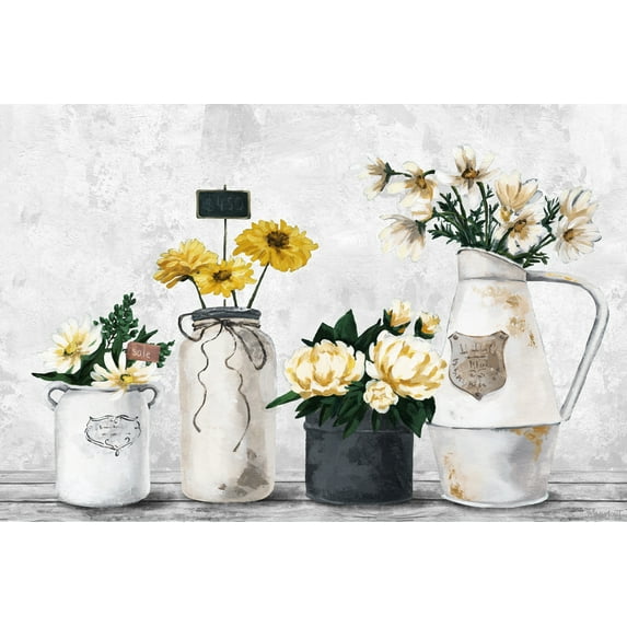 Marmont Hill Yellow Flowers Arrangement Canvas Wall Art, 8" x 12"