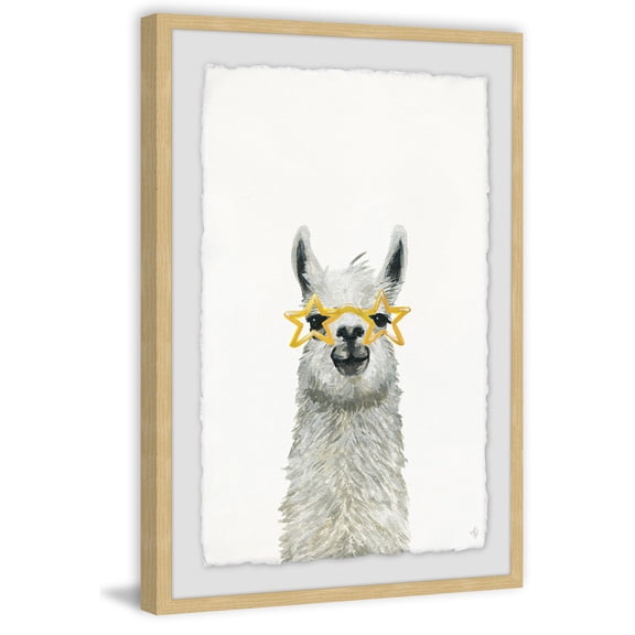 Marmont Hill Yellow Star Llama Framed Wall Art