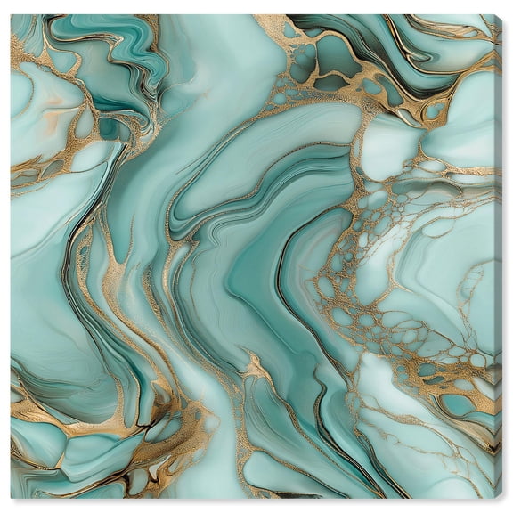 Marmor Coast Canvas Teal Abstracts by Art Remedy, Gallery Wrapped, 30 x 30