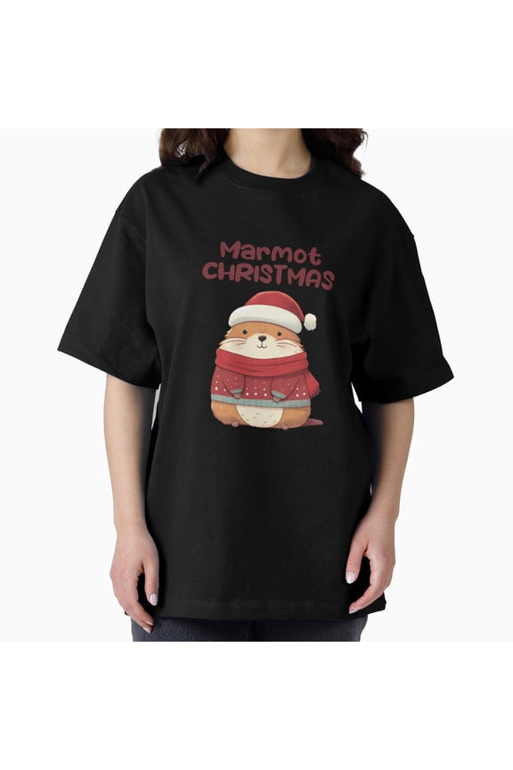 Marmot Christmas Funny Groundhog Holiday Hat Art Top Unisex T-Shirt, up to Size 5XL