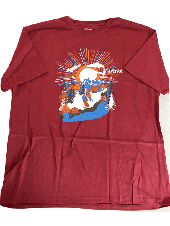Men's Organic Cotton Descent Logo Tee in Manzanita Red-2XL