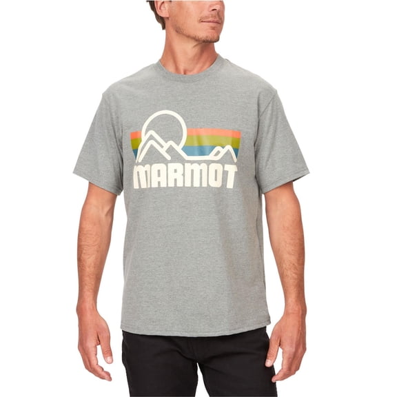 Marmot Mens Coastal Logo Graphic T-Shirt, Grey, Medium