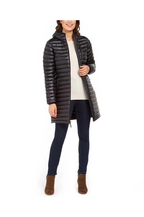 Womens Black Zippered Puffer Winter Jacket Coat XS