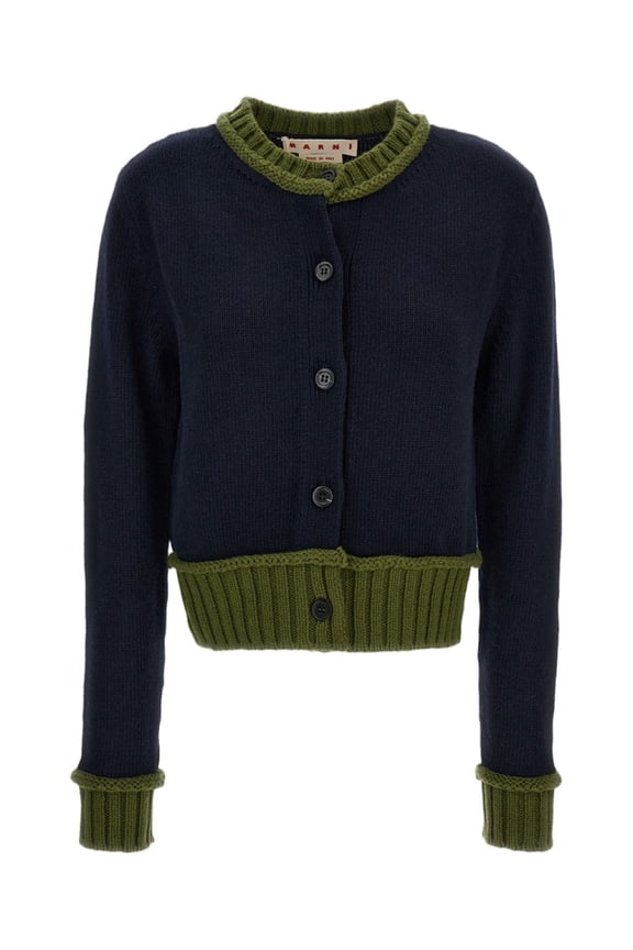 Blue Crew-Neck Boxy Fit Cardigan (Women's)