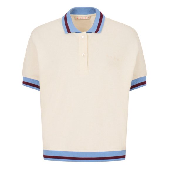 Marni Cropped Polo Shirt With Contrasting Ribbed Trims (Women's)