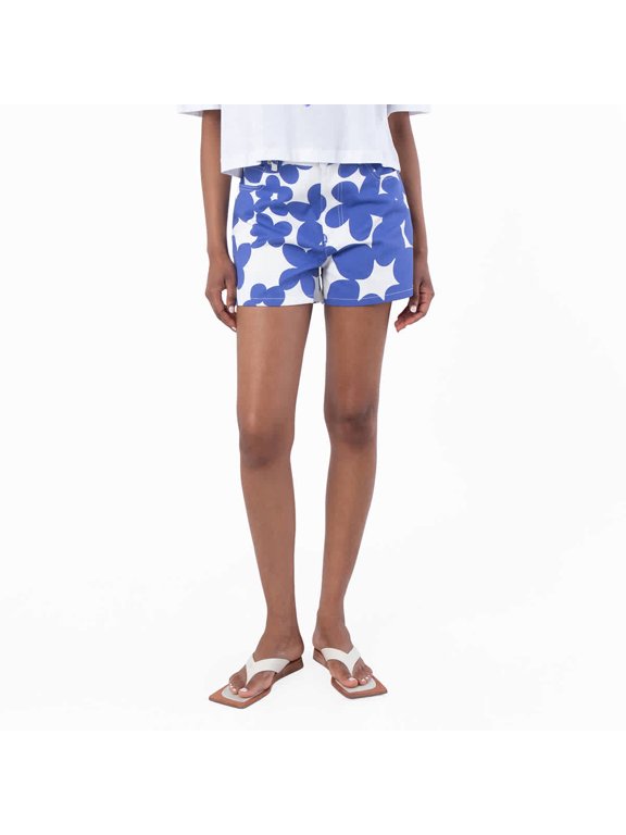 Floral Patterned Virgin Wool Shorts With Tailored Fit (Women's)
