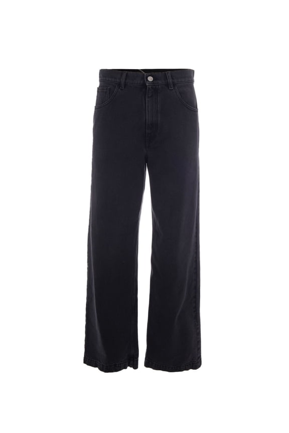 High-Waisted Wide-Leg Jeans With Frayed Hem And Leather Detailing (Women's)
