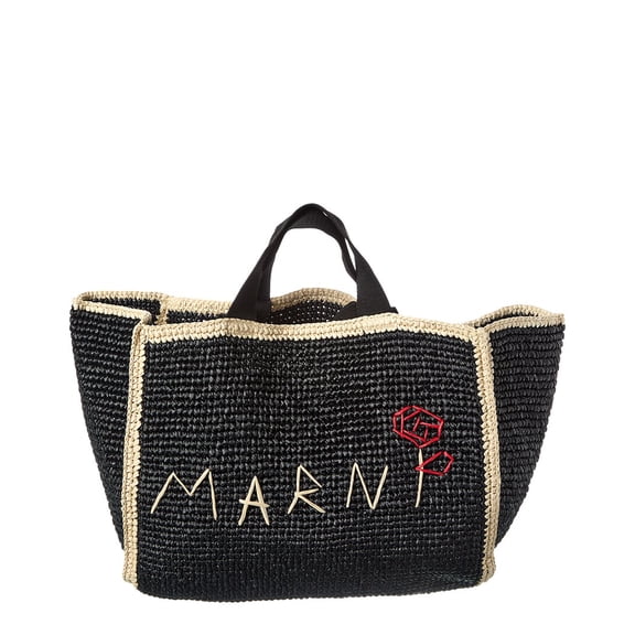 Marni Macrame Sillo Medium Shopper Tote, Black