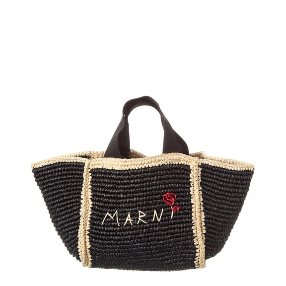 Marni Macrame Sillo Small Shopper Tote, Black