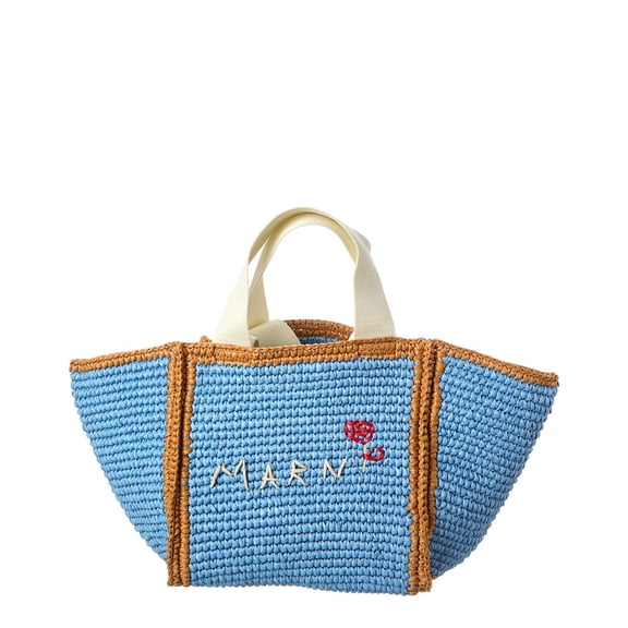Marni Macrame Sillo Small Shopper Tote, Blue