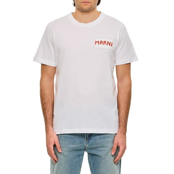 Marni White Cotton Mini Logo T-Shirt (Men's)
