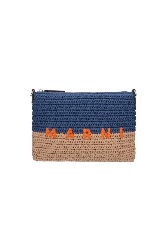 Men's Blue Seaside Two-Tone Raffia Pouch Blue