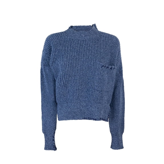Marni Mouliné Blue Wool Sweater With Embroidery (Women's)