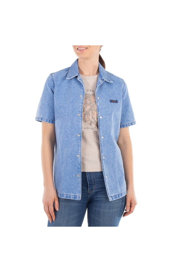 Short Sleeve Denim Logo Shirt, Brand Size 38 ( US Size 6 )