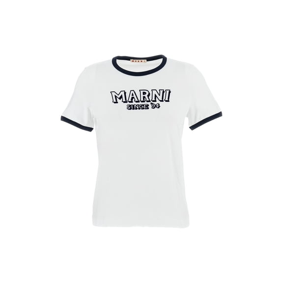 Marni Slim Fit Cotton T-Shirt With Embossed Logo (Women's)